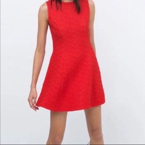 Zara Red Textured A Line Dress